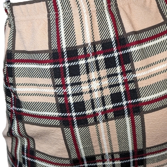 Plaid size 10 large plaid black and peach midi skirt elastic waist nwot - Picture 7 of 10